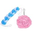 Indiginous Bath Shower Loofah Sponge Pouf Body Scrubber Exfoliator| Bathing Round Loofah And Long loofah for Men and Women| Ultra Soft Bath Sponge Loofah/Scrub (Round+Long Loofah)