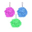 Indiginous Bath Shower Loofah Sponge Pouf Body Scrubber Exfoliator| Bathing Round Loofah for Men and Women| Ultra Soft Round Bath Sponge Loofah/Scrub (Pack of 3) (3)