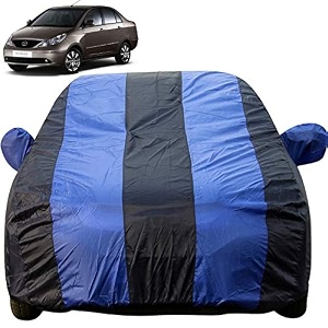 indigo dustproof car cover with mirror pockets royal blue stripes taffeta polystertriple stitched compatible with tata indigo car cover 2002 to 2005 indigo car accessories