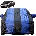 Indigo Dustproof Car Cover with Mirror Pockets, Royal Blue Stripes, Taffeta Polyster,Triple Stitched, Compatible with Tata Indigo Car Cover (2002 to 2005), Indigo Car Accessories