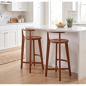 sheeesham wood bar chairsbar stoolkitchen chair with rounded back rest with arm rest in natural brown finish 29 inches seating height set of 2