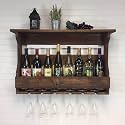Wall Hanging Design Bar | Bar Cabinets for Home | Mini Bar for Home | Solid Wood Make Wine Storage Cabinet with Glass Hanging Space- Finish10
