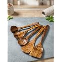 IndigoArt Wooden Spoons for Cooking, Kitchen Utensils Set, Spatula for High Heat Stirring, Baking, Non Stick Pots and Pans, Neem Wood Spoons/Spatula for Nonstick Cookware Set of 5