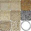INDIKONB 3100 pcs Beads 9 in 1 Moti for Jewelry Making (Includes Pearl Motis of Size 3, 4, 5, 6, 8, 10 mm + Silver and Gold Bead) | Pearl Beads for Jewellery, Embroidery Work, and Craft |M6 - Cream|