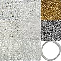 INDIKONB 3100 pcs Beads 9 in 1 Moti for Jewelry Making (Includes Pearl Motis of Size 3, 4, 5, 6, 8, 10 mm + Silver and Gold Bead) | Pearl Beads for Jewellery,Embroidery Work, and Craft-|M6 - White|