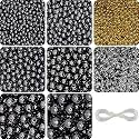INDIKONB Black Pearl Acrylic Moti Beads + Gold and Silver Beads for Jewelry Making (Sizes 3mm, 4 mm, 5mm, 6 mm, 8mm, 10 mm)