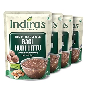 indira s ragi huri hittu teens kids special 400g pack of 4 popped ragi finger millet flour with cashew nuts malt spices malt mix instant porridge mix