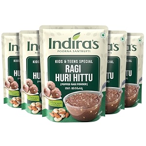 indira s ragi huri hittu teens kids special 400g pack of 5 popped ragi finger millet flour with cashew nuts malt spices malt mix instant porridge mix