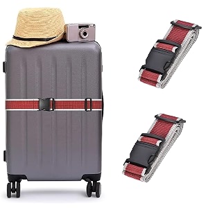 inditradition adjustable nylon luggage straps belt tsa approved suitcase belt 2 meter length pack of 2 maroon amp grey