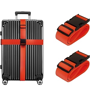 inditradition adjustable nylon luggage straps belt tsa approved suitcase belt 2 meter length pack of 2 red