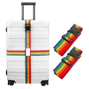inditradition adjustable nylon luggage straps belt tsa approved suitcase belt 2 meter length pack of 2 multicolor
