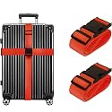 Inditradition Adjustable Nylon Luggage Straps Belt, TSA Approved Suitcase Belt, 2 Meter Length (Pack of 2) (Red)