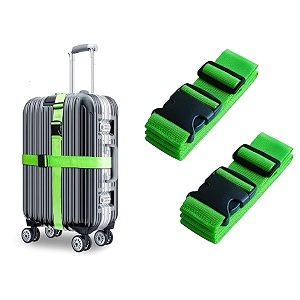 inditradition adjustable nylon luggage straps belt tsa approved suitcase belt 2 meter length pack of 2 green