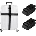 Inditradition Adjustable Nylon Luggage Straps Belt, TSA Approved Suitcase Belt, 2 Meter Length (Pack of 2) (Black)