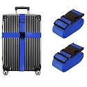 Inditradition Adjustable Nylon Luggage Straps Belt, TSA Approved Suitcase Belt, 2 Meter Length (Pack of 2) (Blue)