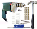 Inditrust 10mm Electric drill machine 350W with 2in1 Screwdriver 10pc Screw 10pc Gitti 3pc Masonry bit 1pc Claw hammer and 2pc PH2 bit Pistol Grip Drill