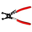 Inditrust 1pc Band Hose Clamp Plier, Flexible Ring Type Hose Clamp Pliers Installation and Removal Tool Swivel Jaw Locking (Red & Black) (FLAT JAW)