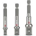 Inditrust Drill Socket Adapter Converter Set – Hex Shank to Square Drive Impact Driver Adapter Kit (1/4", 3/8", 1/2") | CR-V Steel Extension Bar Set