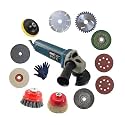 Inditrust Dumdaar 850W Sliding Angle grinder machine BLUE with GLOVES & Multi Type 11pc Wheel set