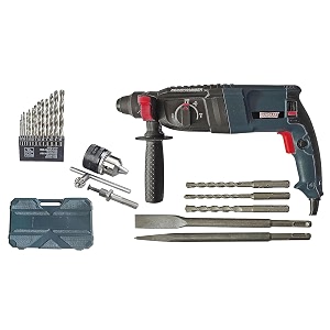 inditrust dumdaar dm26 1600w 26mm hammer machine with 5pc hammer bit 13mm drill chuck amp adaptor and 13pc hss drill set rotary hammer blue 100 copper winding