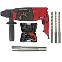 Inditrust DUMDAAR DM26 1600W 26mm hammer drill with SDS drill bits and chisels (RED) 100% Copper Winding