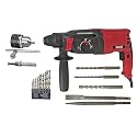 INDITRUST DUMDAAR DM26 1600W 26mm Hammer Machine with 5pc Hammer bit 13mm drill chuck &amp; Adaptor and 13pc HSS drill set Rotary hammer (RED)