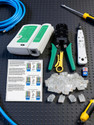 Inditrust Lan Cable Tester, Ethernet Color Coding & 50 Pcs RJ45 Connector 3in1 Modular Crimping tool and Krone kd 1 tool with Batter 9v (Pack of 6) Manual Crimper
