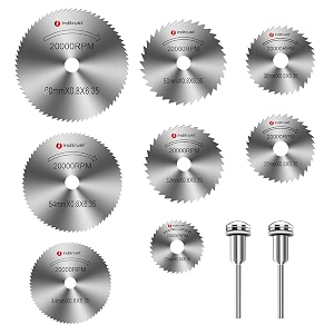 inditrust mini hss circular saw blade set 10 pcs rotary tool cutting discs with 8 saw blades amp 2 shank mandrels metal cutting wheels for drill rotary tools amp diy projects