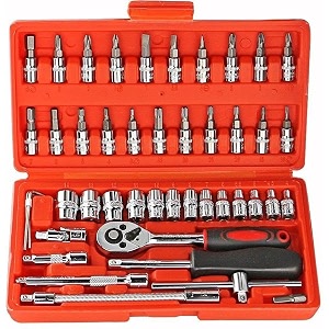 inditrust red 46 in 1 pcs tool kit for home use spanner set socket set wrench set bike tool kit set goti pana set torx