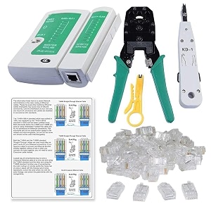 inditrust rj45 rj11 crimping tool kd-1 professional punch down tool network lan cable tester ethernet color coding amp 25 pcs rj45 connectors combo set