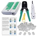 Inditrust Rj45 Rj11 Crimping Tool, KD-1 Professional Punch Down Tool, Network Lan Cable Tester, Ethernet Color Coding & 25 Pcs RJ45 Connectors Combo Set