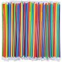 [Individually Wrapped] 200 Pcs Colorful Flexible Plastic Straw