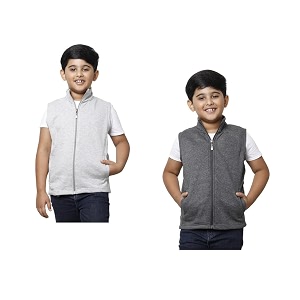 IndiWeaves Boys Solid Fleece Warm Sleeveless Jackets
