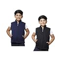 IndiWeaves Boys Solid Fleece Warm Sleeveless Jackets for Winters (Pack of 2) Black::Yellow