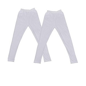 indiweaves girls cottton white leggings pack of 2 
