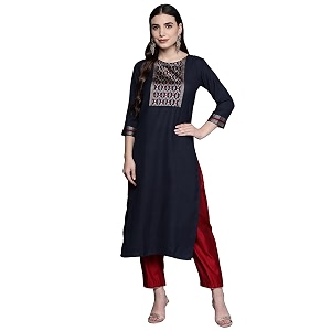 INDO ERA Cotton Solid Straight Kurta for