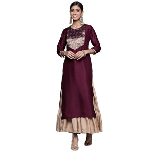 INDO ERA Polyester Solid Calf Length Straight