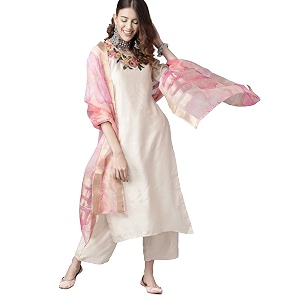 INDO ERA Viscose Womens Liva Embroidered Straight