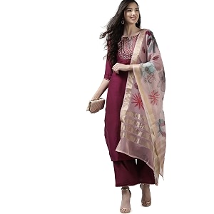 INDO ERA Womens Cotton Blend Organza
