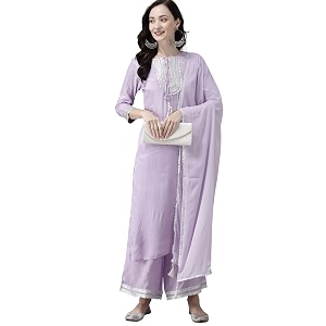 INDO ERA Womens Cotton Blend Embroidered Straight