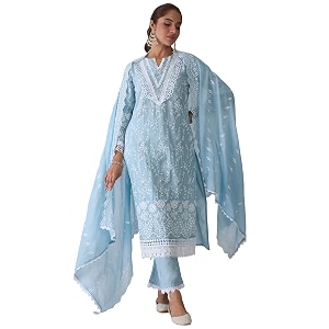 INDO ERA Womens Embroidered Pure Cotton Kurta