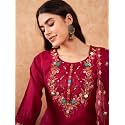 INDO ERA Women39s Embroidered Calf Length Silk