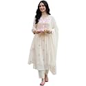 INDO ERA Women39s Floral Embroidered A-Line Pure