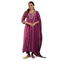 INDO ERA Women39s Georgette Floral Embroidered A-Line