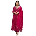 INDO ERA Women39s Georgette Floral Embroidered A-Line