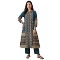 INDO ERA Women39s Green Silk Blend Floral