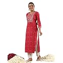 INDO ERA Women39s Silk Blend Geometric Embroidered