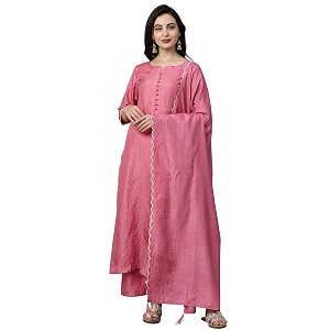 INDO ERA Womens Polyester Solid Straight Kurta