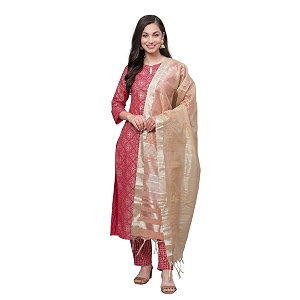 INDO ERA Womens Pure Cotton Printed Straight
