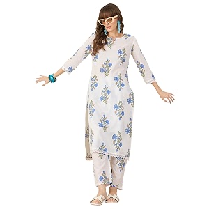 indo era women39s pure cotton floral printed straight kurta amp pant set ieai12023